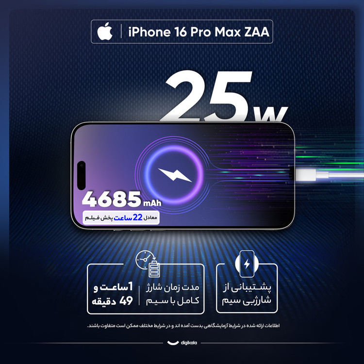 گوشی اپل دو سیم iPhone 16 Pro Max (Not Active) | حافظه 256 گیگابایت
