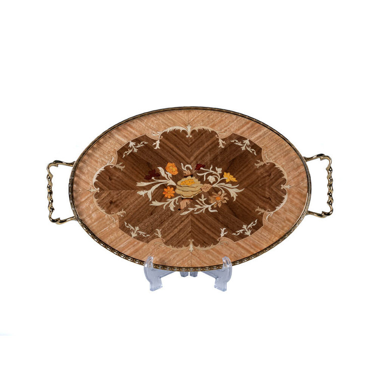 سینی چوبی معرق بیضی کد OS02