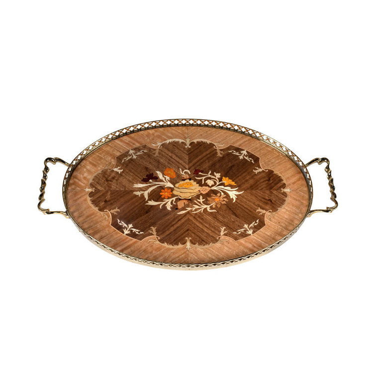 سینی چوبی معرق بیضی کد OS02