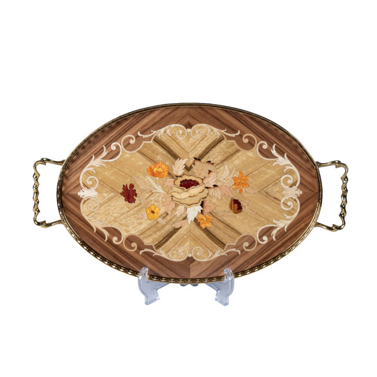 سینی چوبی معرق بیضی کد OL21