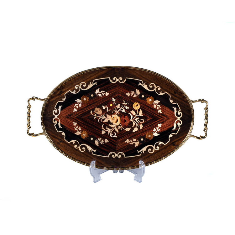 سینی چوبی معرق بیضی کد ON33